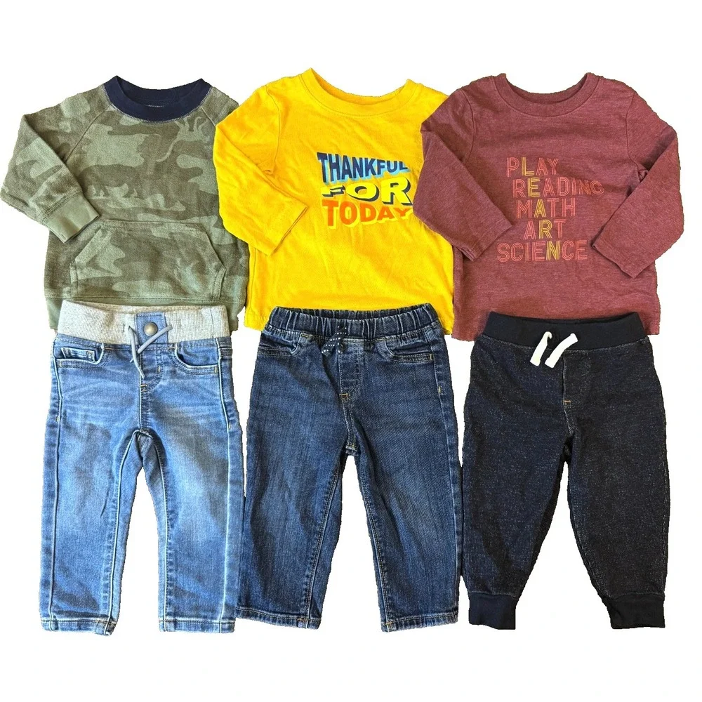 Toddler Boy‎ 12 Months Shirts Pants Jeans Long Sleeves Bundle Winter Clothes Lot